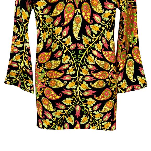 Zara Mini Dress Womens XS Multicolor Open Back Paisley Floral 70s Psychedelic - Picture 5 of 11